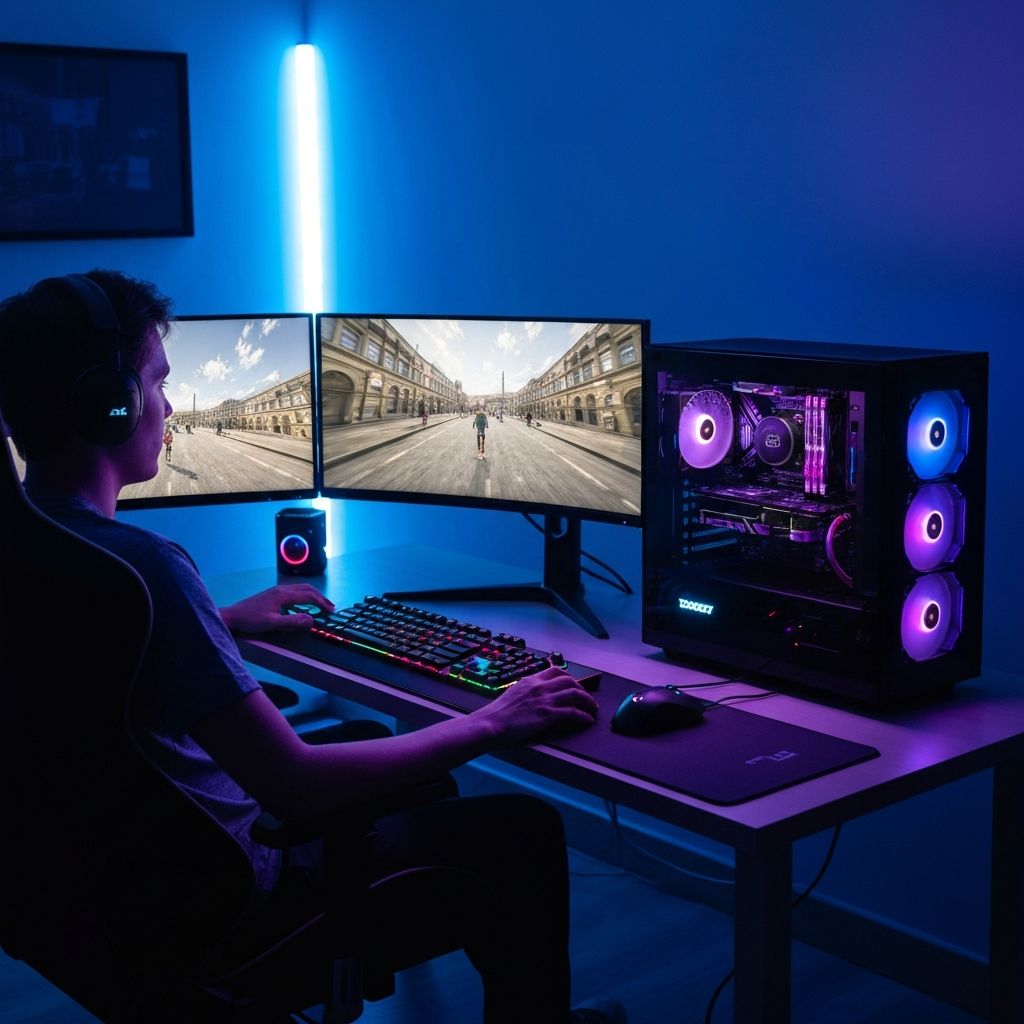 Setup gamer com multiplos monitores