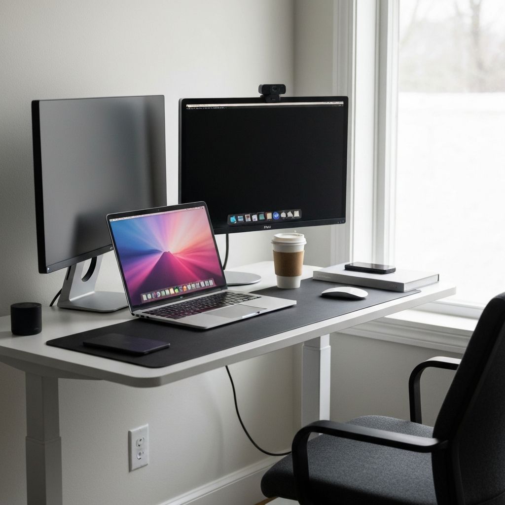 Setup de desenvolvedor com laptop e monitor externo