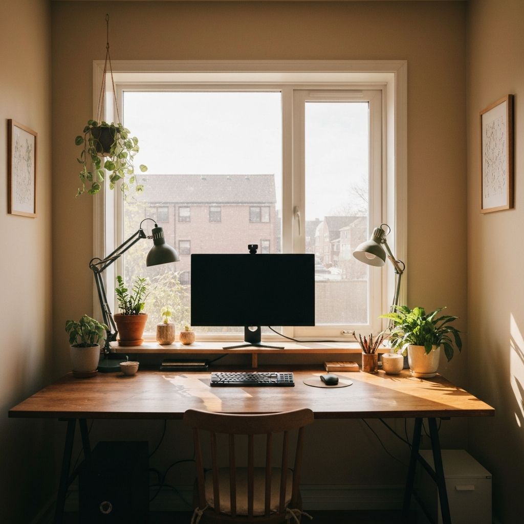 Setup com decoracao de plantas